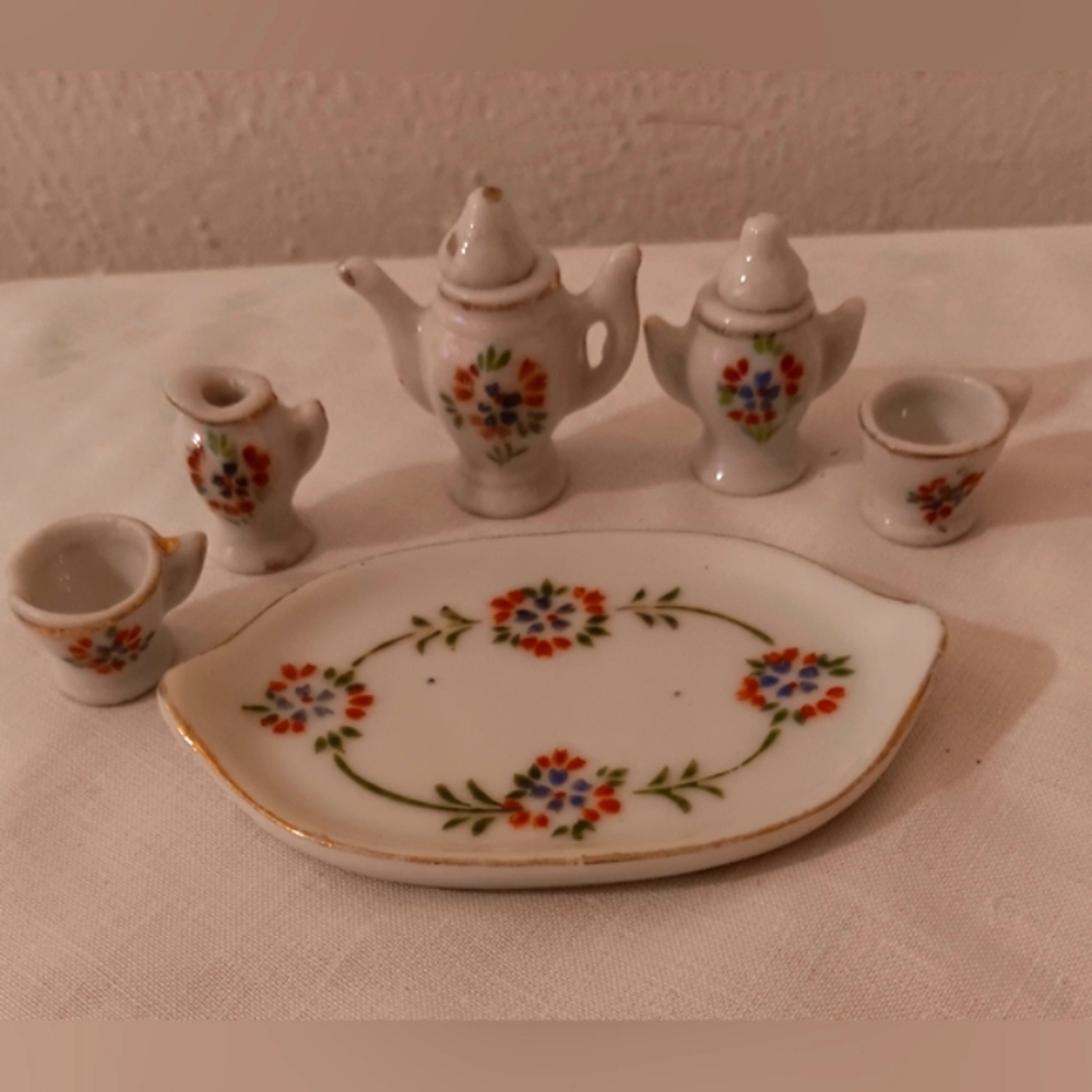 Minature tea set and furniture set 1950s porcelain